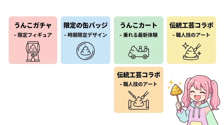 限定のうんこガチャと新登場のレア体験