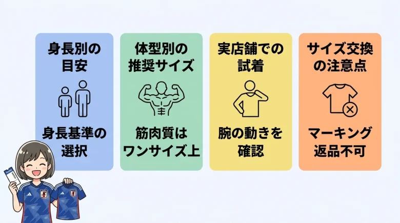 日本代表ユニフォームのサイズ選びのコツ